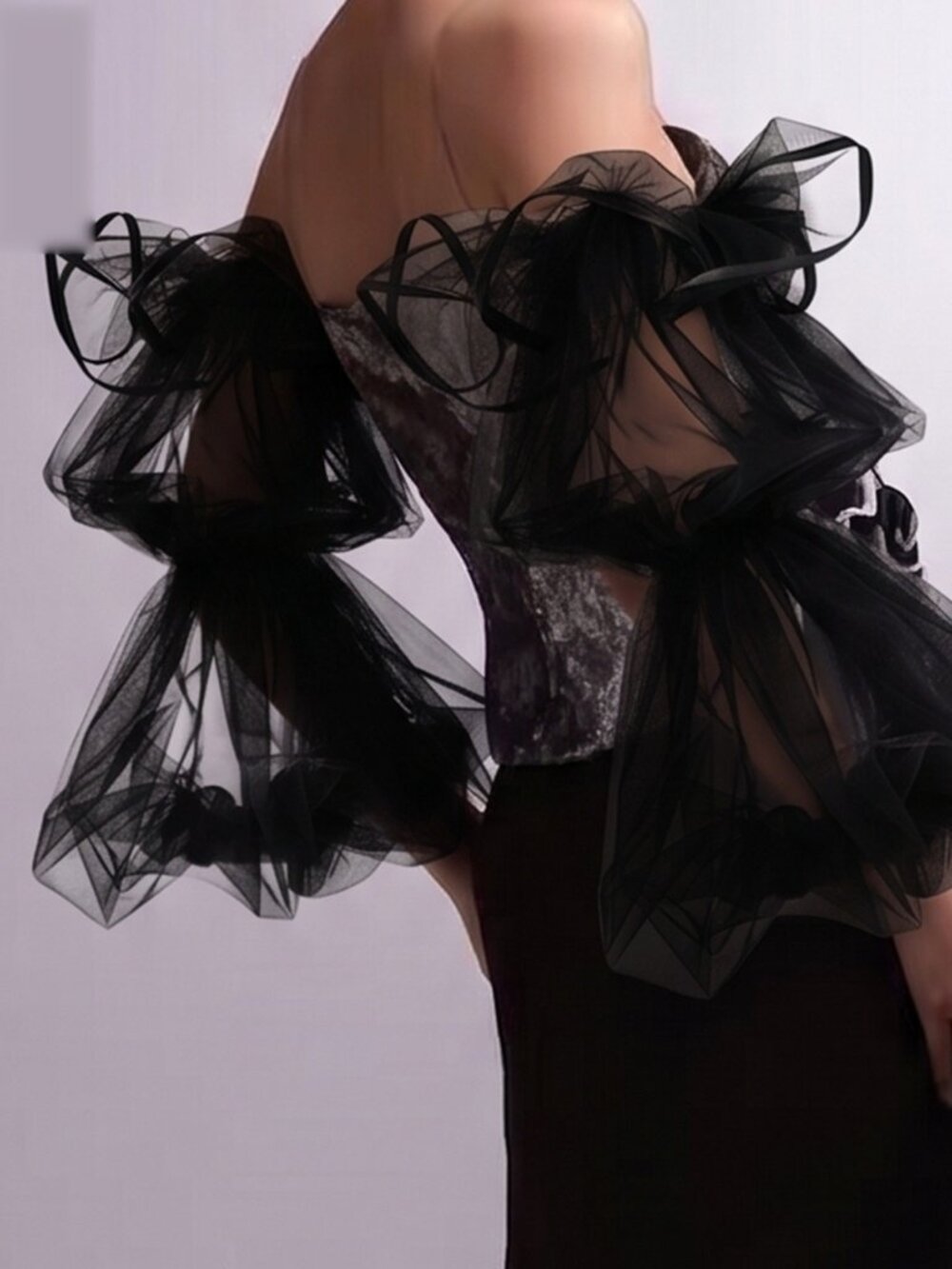 Detachable Puff Bridal Sleeves Sheer Tulle Wedding Arm Cuffs